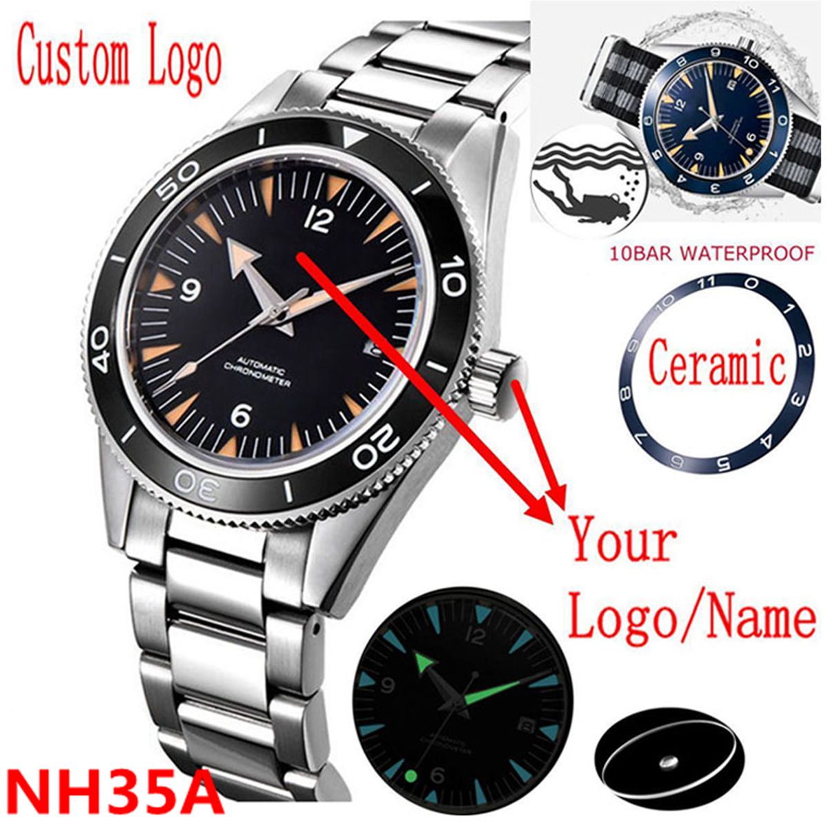Custom Logo NH35 Movement Watc - огляд і ціна Watch Bezel Insert