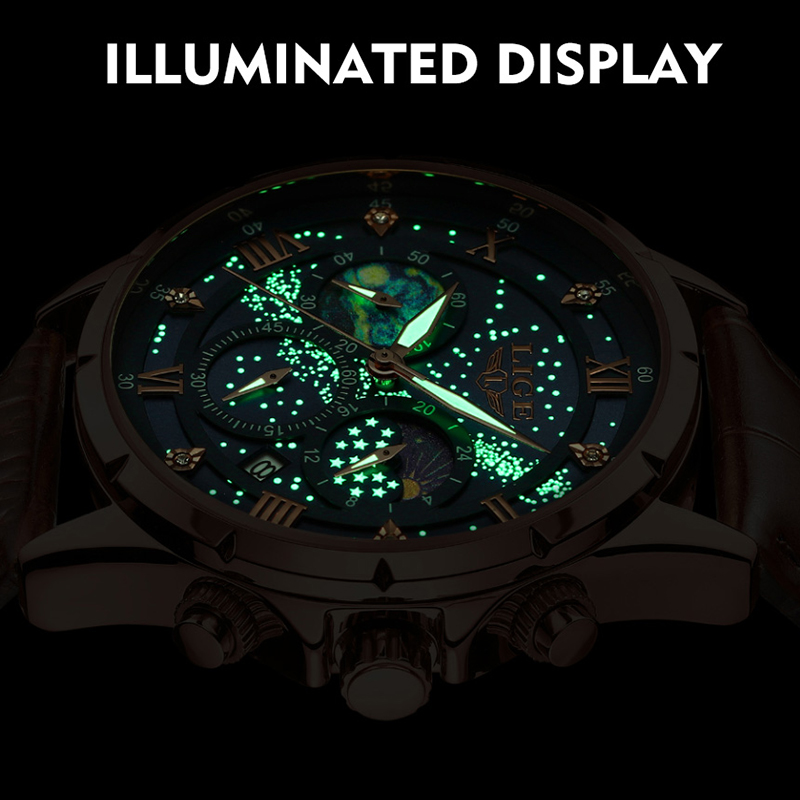 LIGE New 24 Hour Moon Phase Wa - огляд і ціна Smartwatch Army Watches For Men