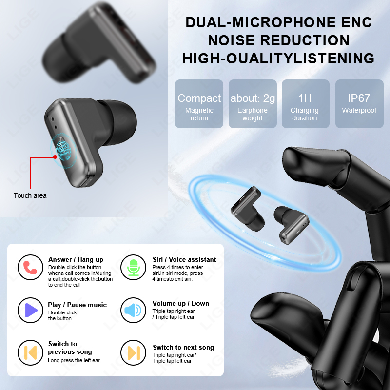 LIGE 2026 New TWS 2 in 1 Heads - огляд і ціна Smartwatch Noise Watches