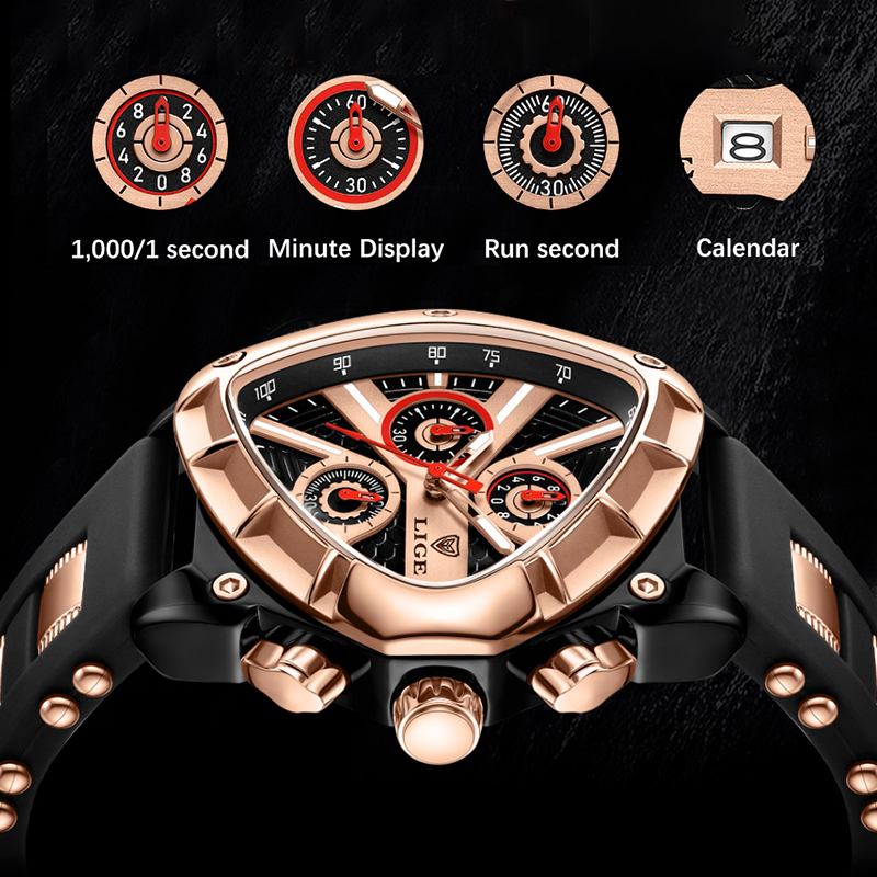 LIGE Fashion Men Watch Triangl - огляд і ціна Smartwatch Army Watches For Men